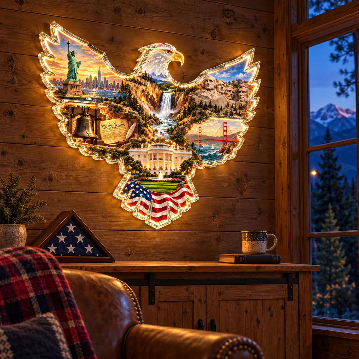 ✨🦅 American Heritage Lighted Eagle Wall Art ✨