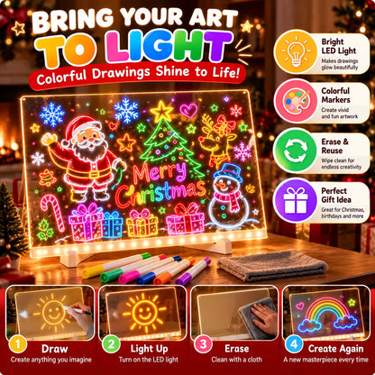 🔥 LED Light-Up Drawing Board for Kids – Reusable Glow Art Kit