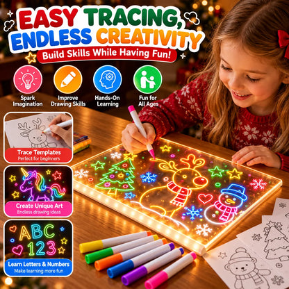 🔥 LED Light-Up Drawing Board for Kids – Reusable Glow Art Kit