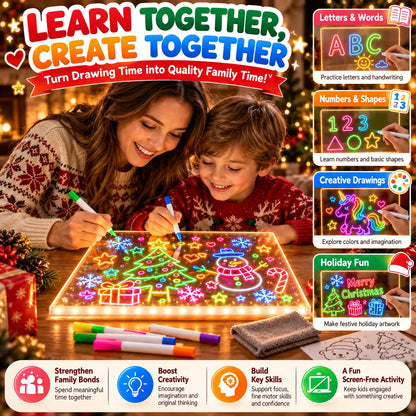 🔥 LED Light-Up Drawing Board for Kids – Reusable Glow Art Kit