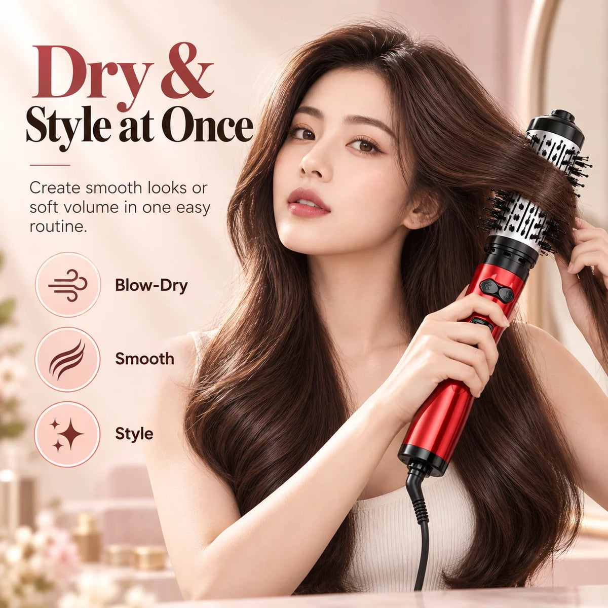 ✨3 in 1 Rotating Hair Dryer Brush