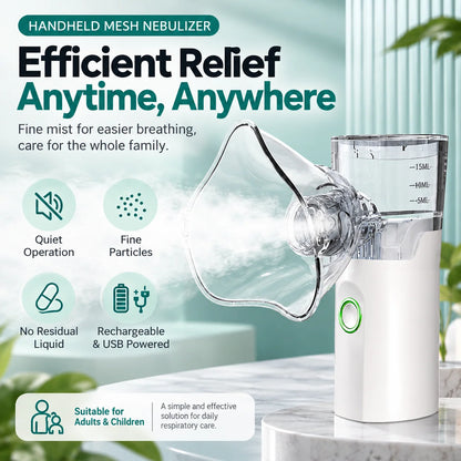 ✨Portable Mesh Nebulizer – Quiet Handheld Nebulizer with Adult & Child Masks