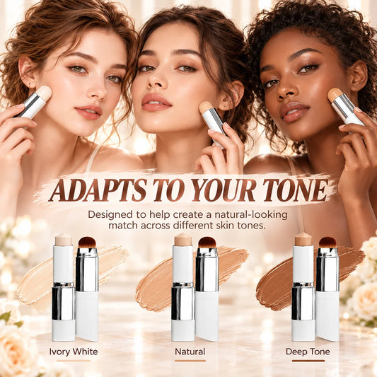 ✨2-in-1 Foundation Stick & Brush – Buildable Coverage, Soft Matte Finish