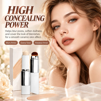✨2-in-1 Foundation Stick & Brush – Buildable Coverage, Soft Matte Finish