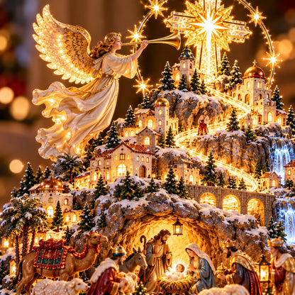 🎉Where Bethlehem Glows | Illuminated Nativity Mountain Scene