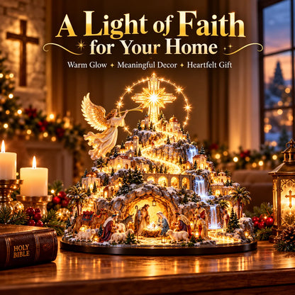 🎉Where Bethlehem Glows | Illuminated Nativity Mountain Scene