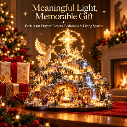 🎉Where Bethlehem Glows | Illuminated Nativity Mountain Scene