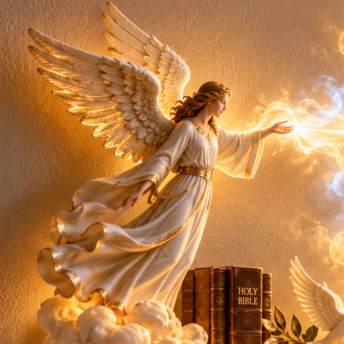 🎉✝️ Divine Light of Faith™ – 3D Lighted Jesus & Angel Wall Art with Glowing Cross