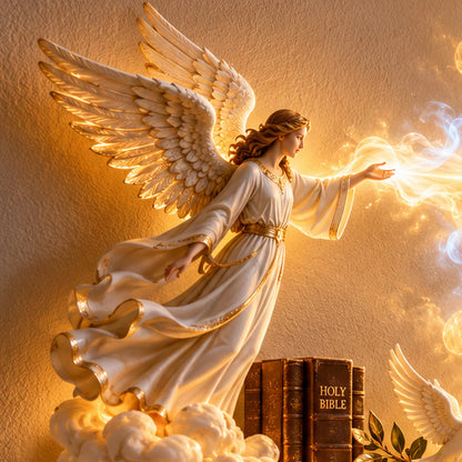 🎉✝️ Divine Light of Faith™ – 3D Lighted Jesus & Angel Wall Art with Glowing Cross
