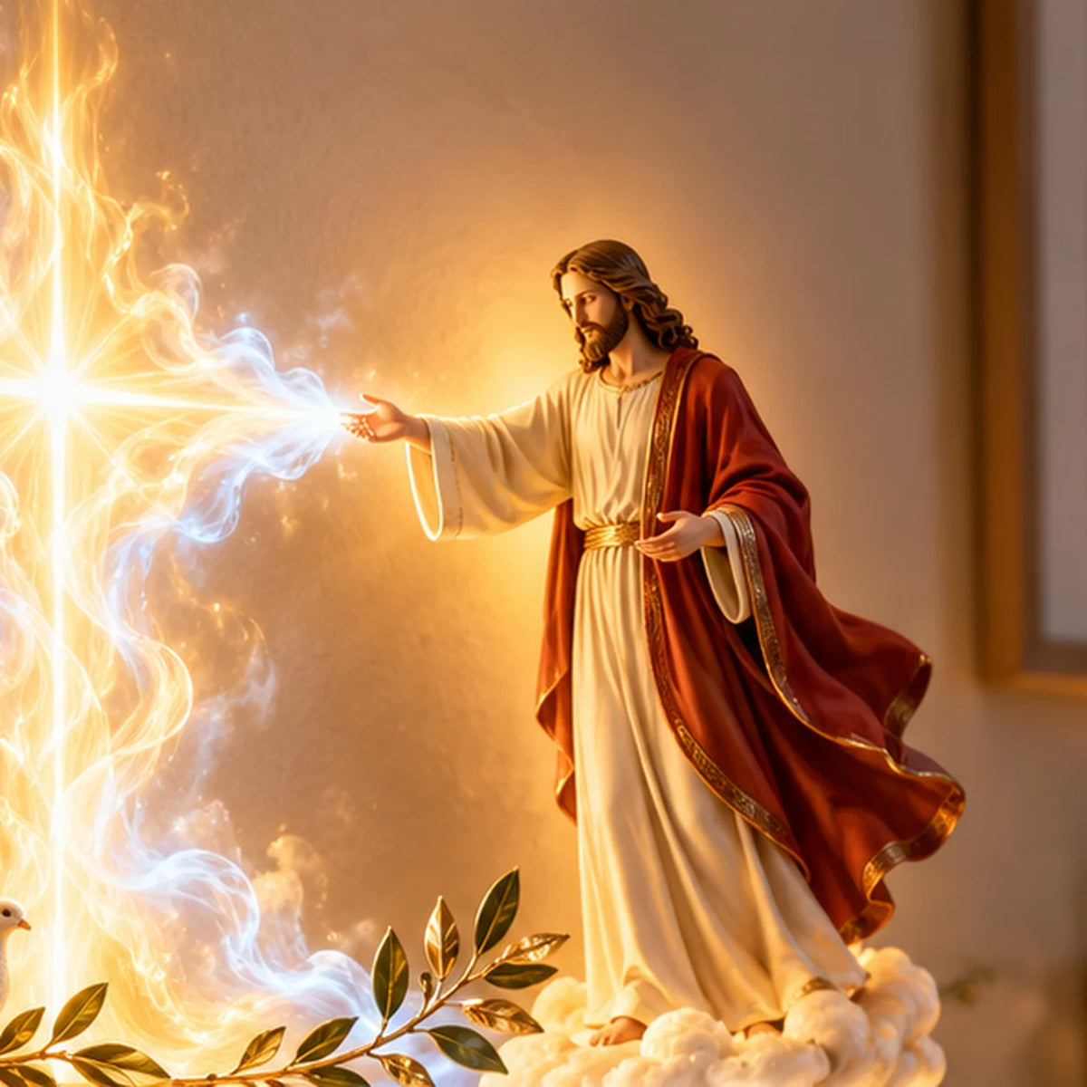 🎉✝️ Divine Light of Faith™ – 3D Lighted Jesus & Angel Wall Art with Glowing Cross