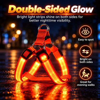 ✨Rechargeable LED Dog Harness & Collar🐕‍🦺Light-Up Night Walking Gear