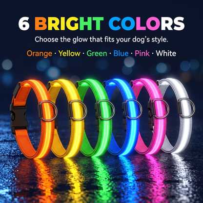 ✨Rechargeable LED Dog Harness & Collar🐕‍🦺Light-Up Night Walking Gear