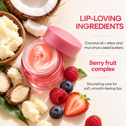 ✨5-Piece Hydrating Lip Sleeping Mask Gift Set ❤ Overnight Moisture Care with 5 Fruity Scents