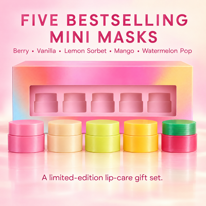 ✨5-Piece Hydrating Lip Sleeping Mask Gift Set ❤ Overnight Moisture Care with 5 Fruity Scents