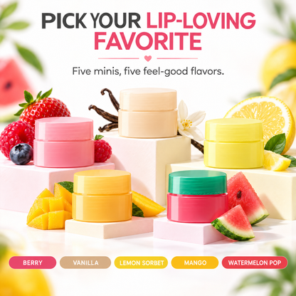 ✨5-Piece Hydrating Lip Sleeping Mask Gift Set ❤ Overnight Moisture Care with 5 Fruity Scents