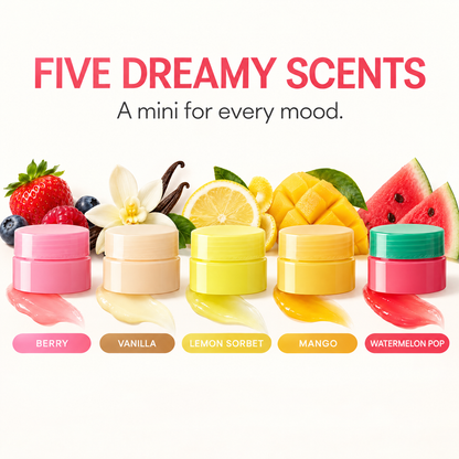 ✨5-Piece Hydrating Lip Sleeping Mask Gift Set ❤ Overnight Moisture Care with 5 Fruity Scents
