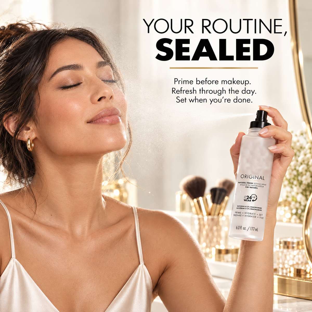 ✨Natural Finish Makeup Setting Spray – 24HR Wear, Hydrating 3-in-1 Prime & Set Mist