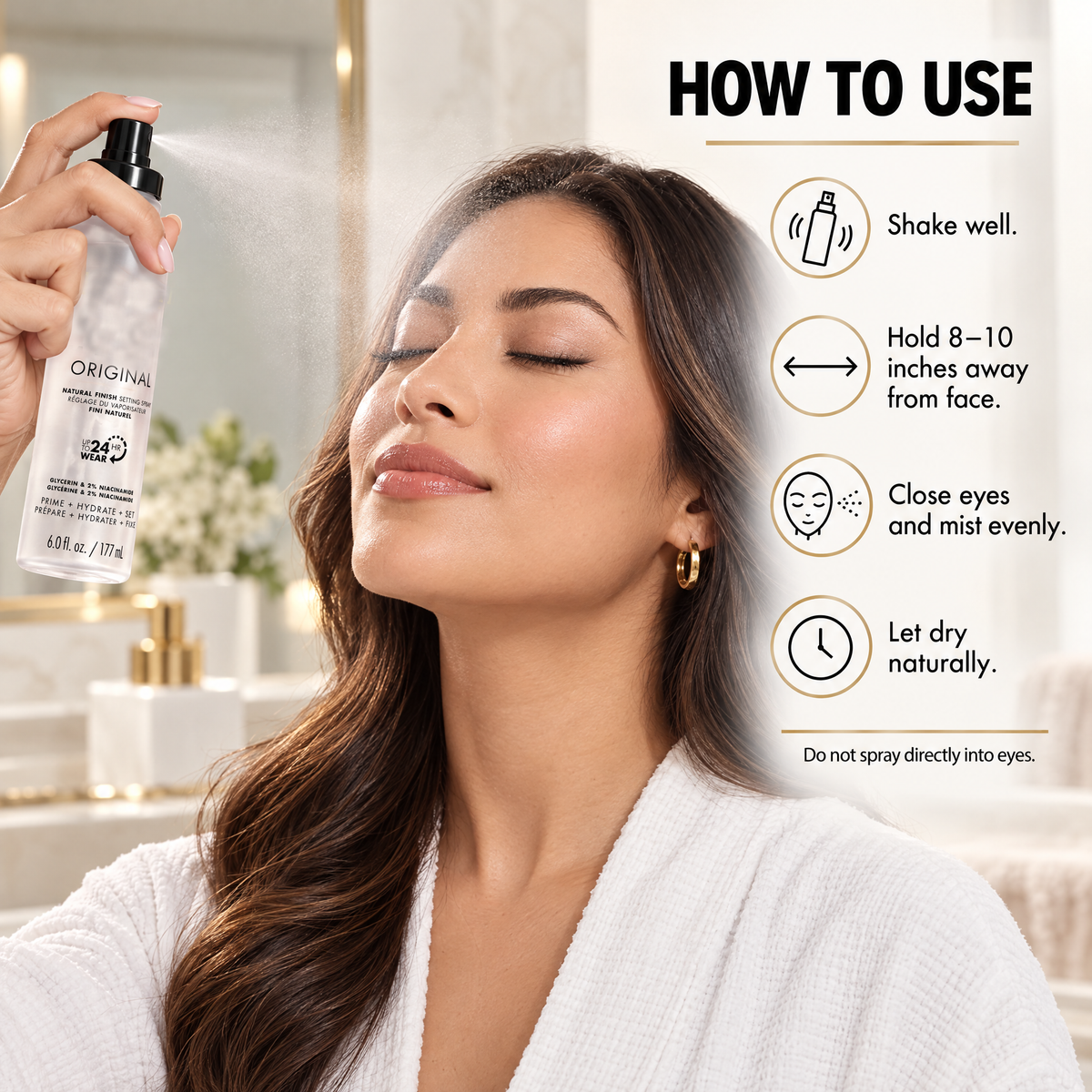 ✨Natural Finish Makeup Setting Spray – 24HR Wear, Hydrating 3-in-1 Prime & Set Mist