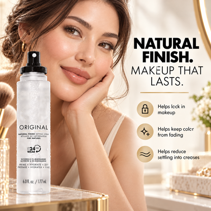 ✨Natural Finish Makeup Setting Spray – 24HR Wear, Hydrating 3-in-1 Prime & Set Mist