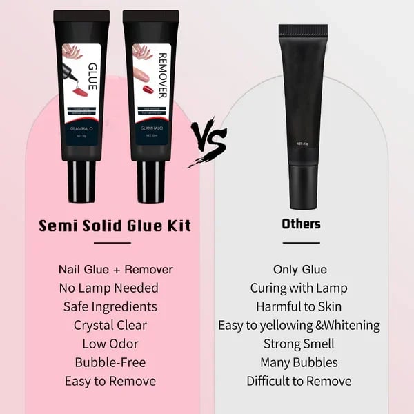 🔥Quick-Drying Semi-Solid Nail Glue with 10ml Remover