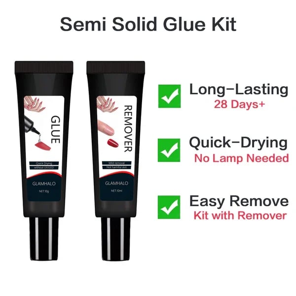 🔥Quick-Drying Semi-Solid Nail Glue with 10ml Remover