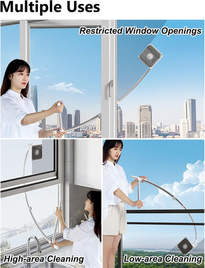 ⭐No Ladder Needed – 2-in-1 Extendable Window Cleaner
