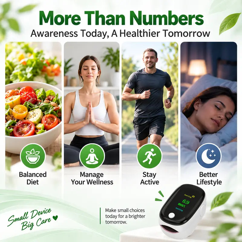 🎁Non-Invasive Blood Glucose & Oxygen Monitor – Needle-Free Fingertip Design with OLED Display