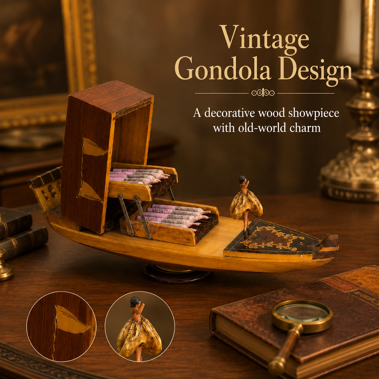 ⏰Last Day Sale 🔥 Vintage Venetian Gondola Musical Cigarette Dispenser