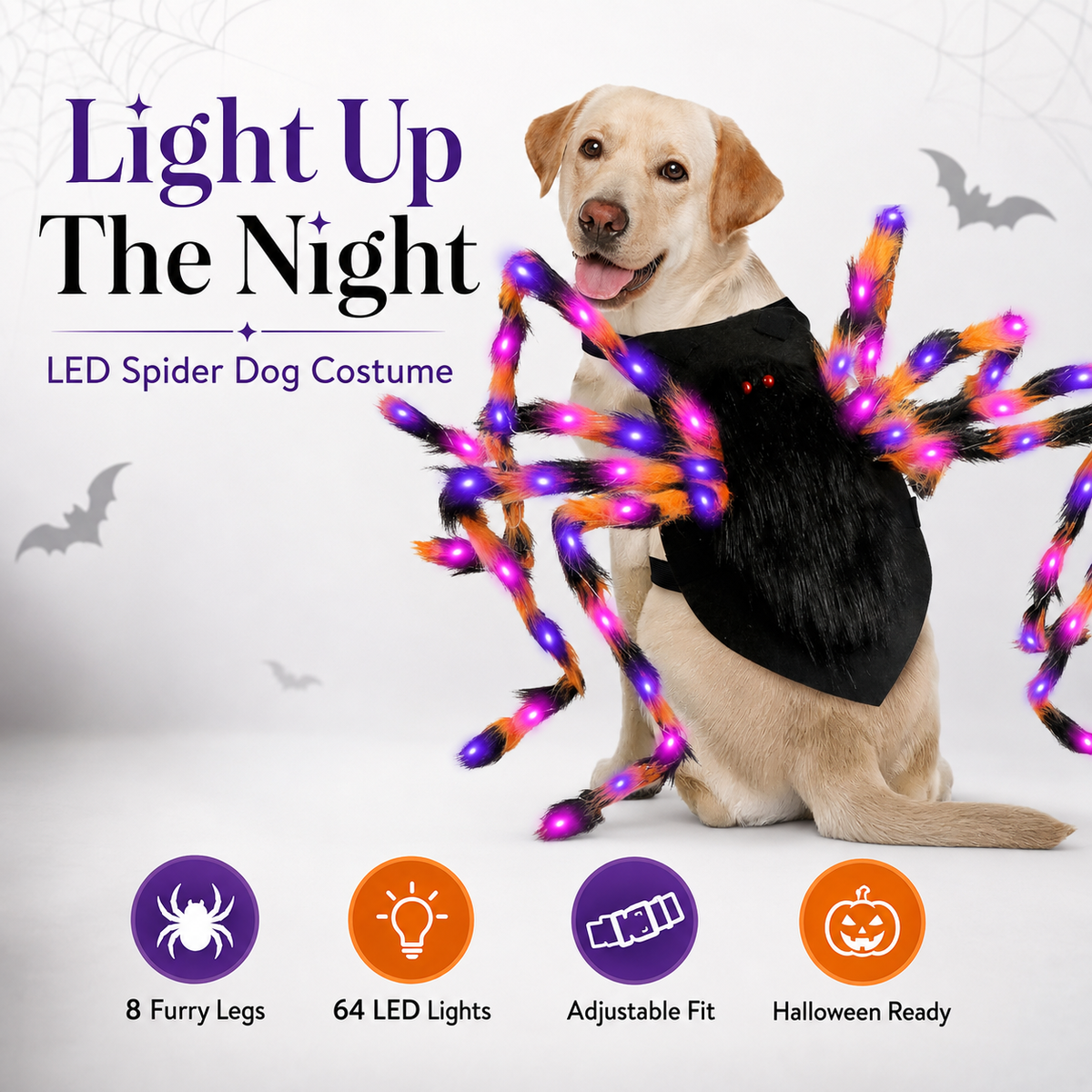🔥Halloween Spider Dog Costume with 64 Led