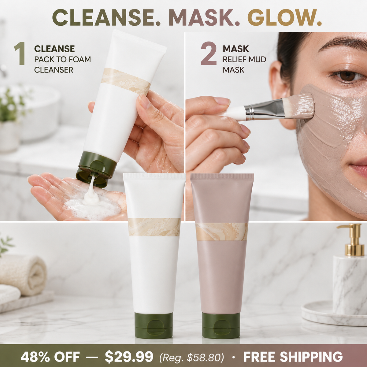 ✨ Blackhead Mud Mask & Cleanser Set – Pore-Cleansing Glass Skin Duo