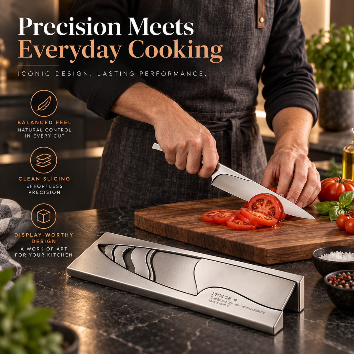 ❤️Deglon Meeting 4-Piece Nested Stainless Steel Knife Set