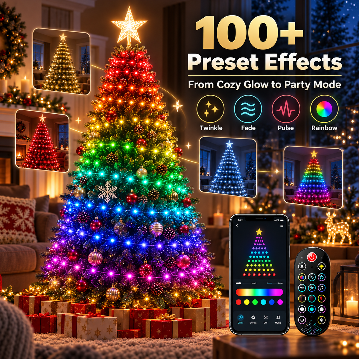 🔥Smart APP & Remote RGB Christmas Tree Lights🎄