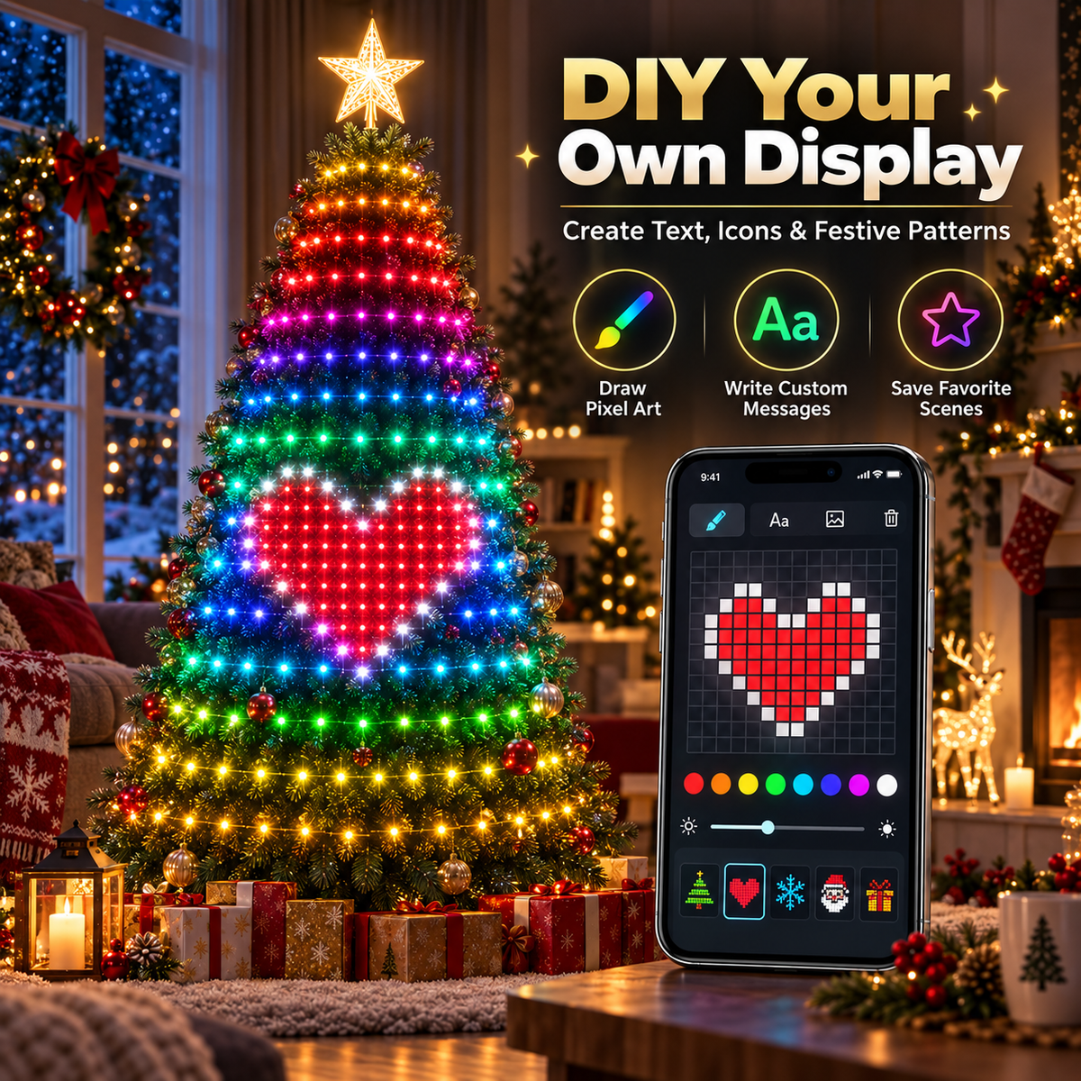 🔥Smart APP & Remote RGB Christmas Tree Lights🎄