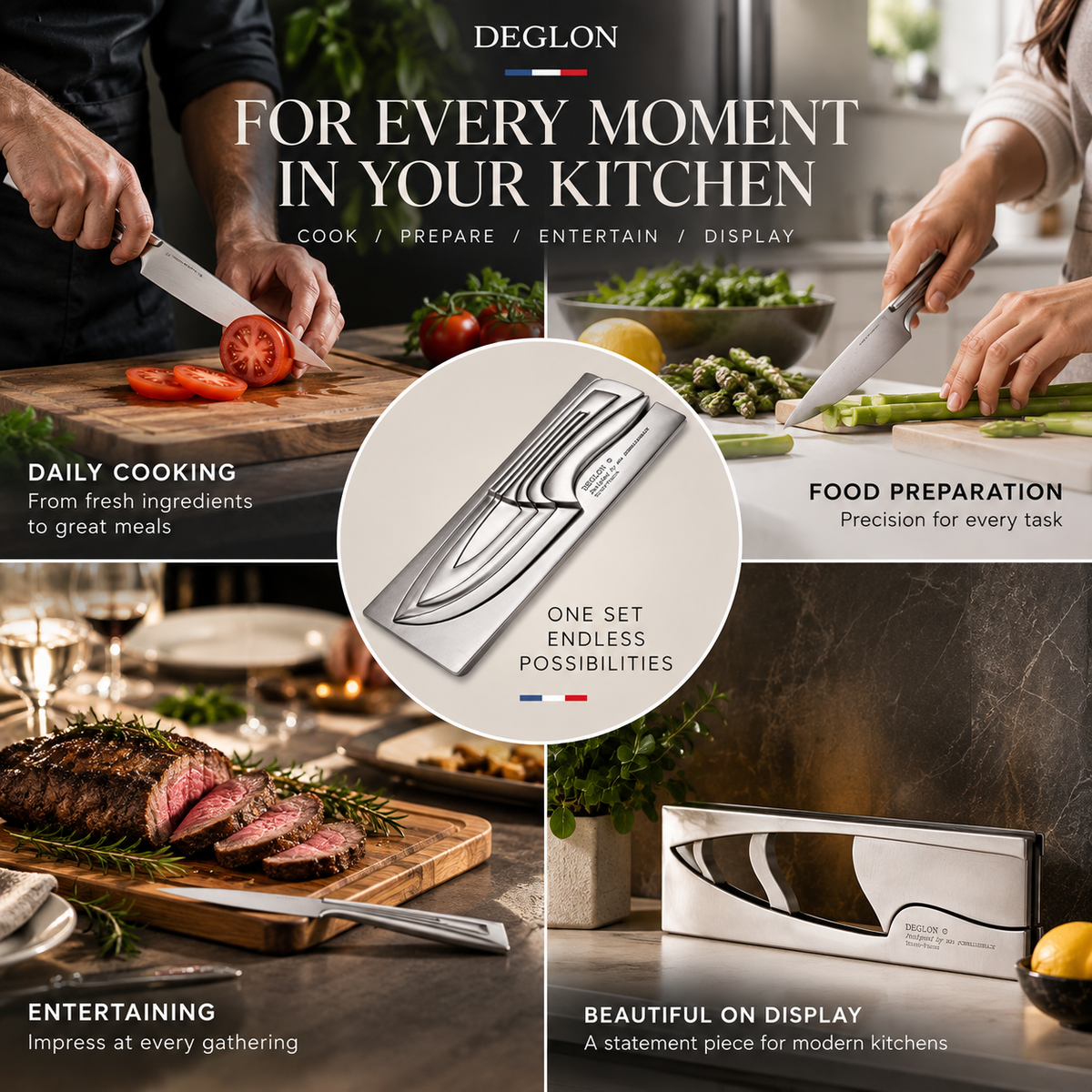 ❤️Deglon Meeting 4-Piece Nested Stainless Steel Knife Set