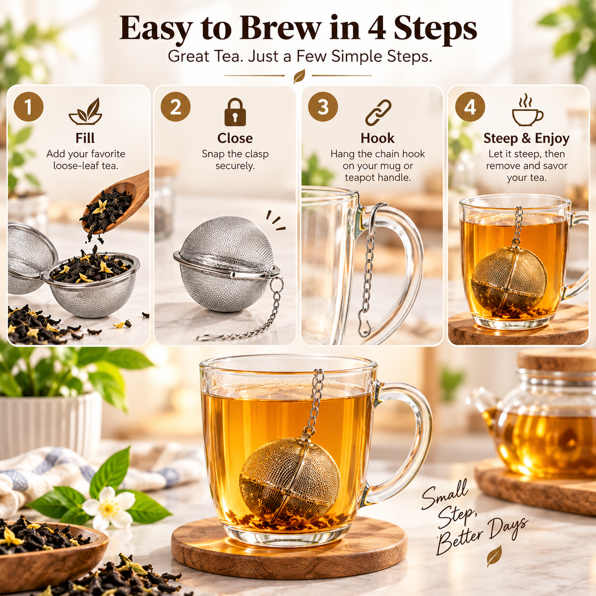 304 Stainless Steel Spice and Tea Filter(3PCS)