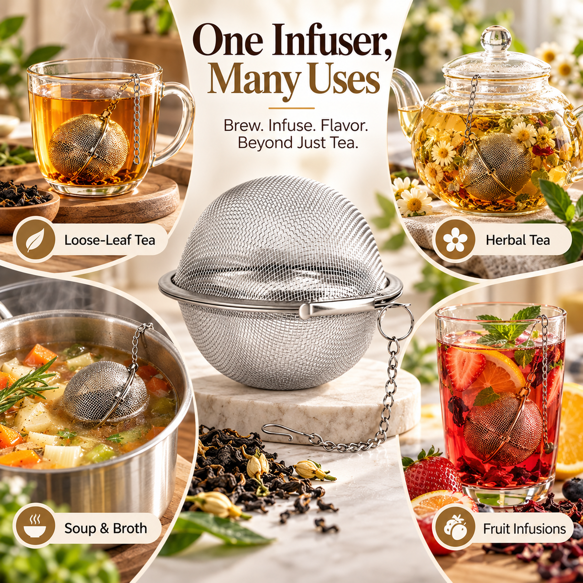 304 Stainless Steel Spice and Tea Filter(3PCS)