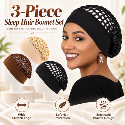 🎉3-Piece Stretchy Wide-Edge Sleeping Cap Set