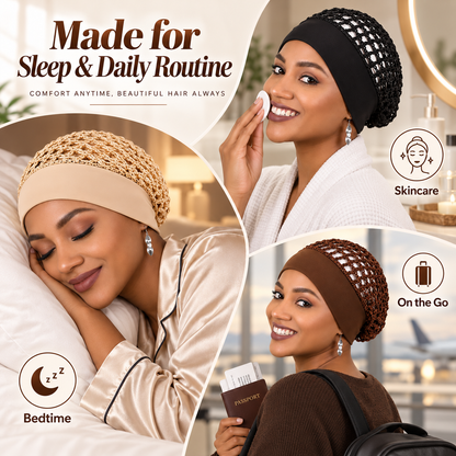 🎉3-Piece Stretchy Wide-Edge Sleeping Cap Set
