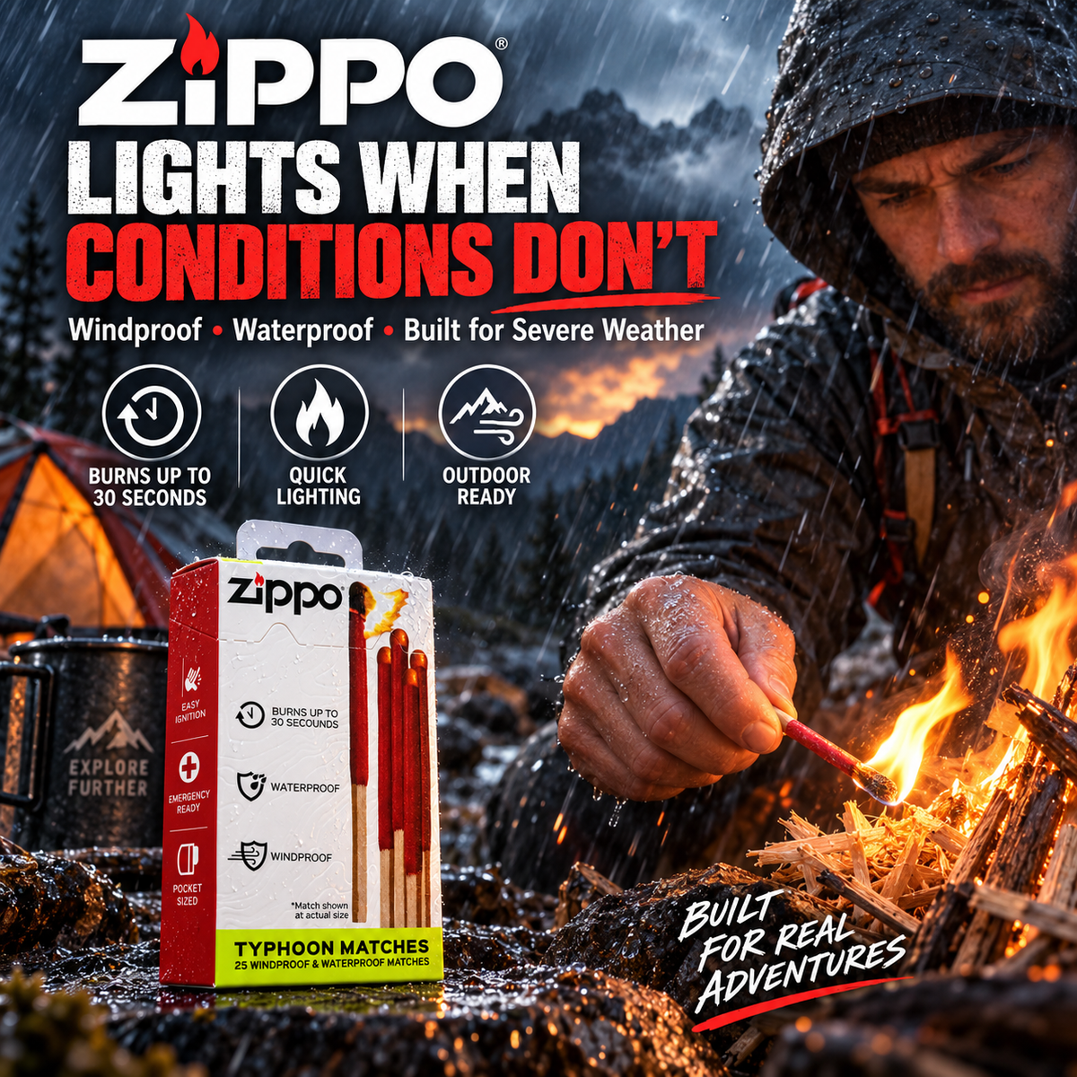 🎉Zippo Typhoon Matches Waterproof and Windproof
