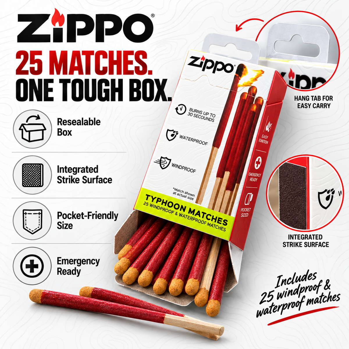 🎉Zippo Typhoon Matches Waterproof and Windproof