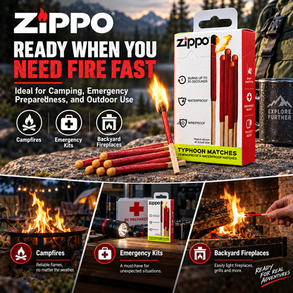 🎉Zippo Typhoon Matches Waterproof and Windproof