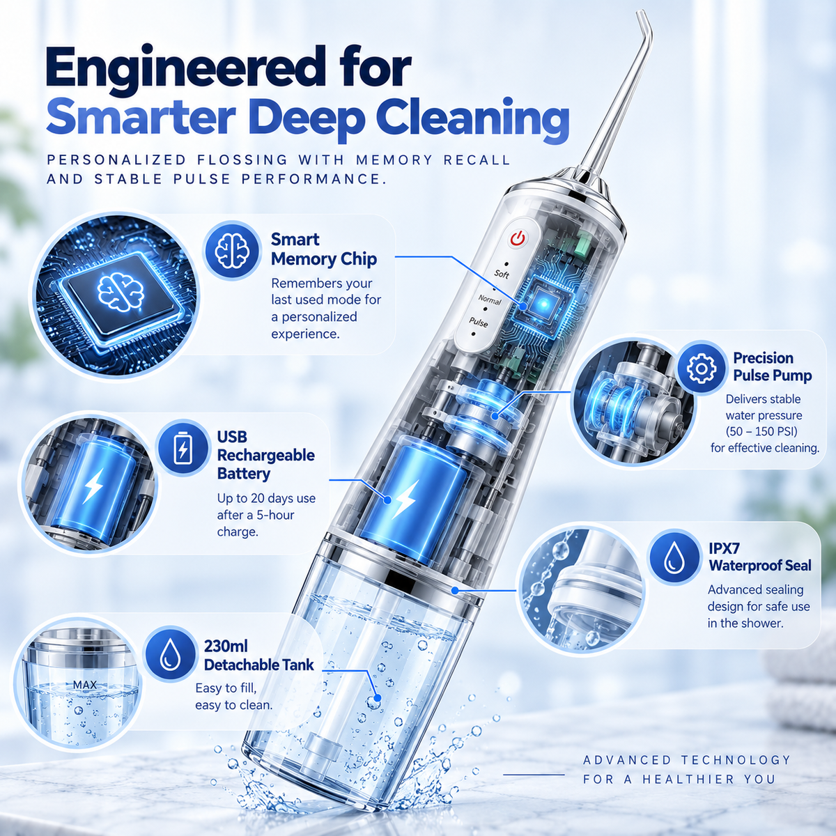 🔥Electric Water Flosser, Teeth Cleaning with 4 Jet Tips
