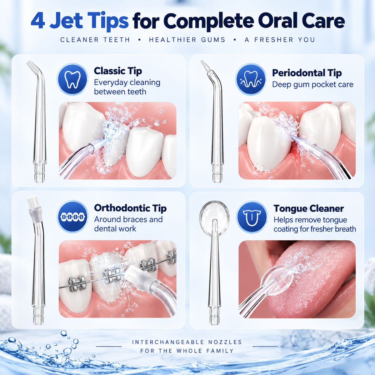 🔥Electric Water Flosser, Teeth Cleaning with 4 Jet Tips