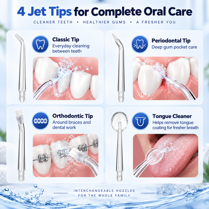 🔥Electric Water Flosser, Teeth Cleaning with 4 Jet Tips