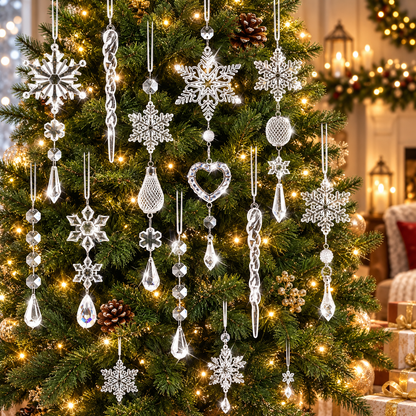 🎀21pcs Bulk Shatterproof Corded Christmas Tree Decorative Ornament Set