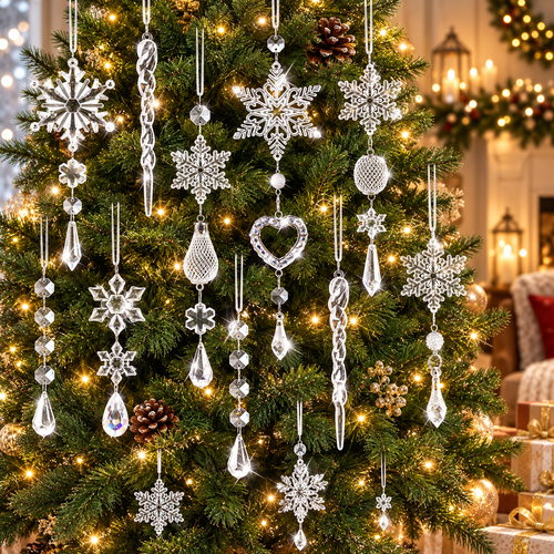 🎀21pcs Bulk Shatterproof Corded Christmas Tree Decorative Ornament Set
