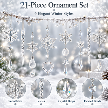 🎀21pcs Bulk Shatterproof Corded Christmas Tree Decorative Ornament Set