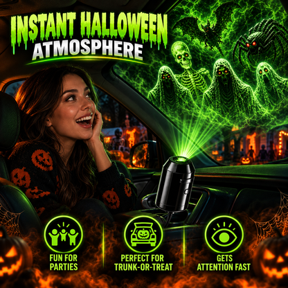 ❤️Halloween Car Projector – 7 Spooky Scenes, USB Plug & Play