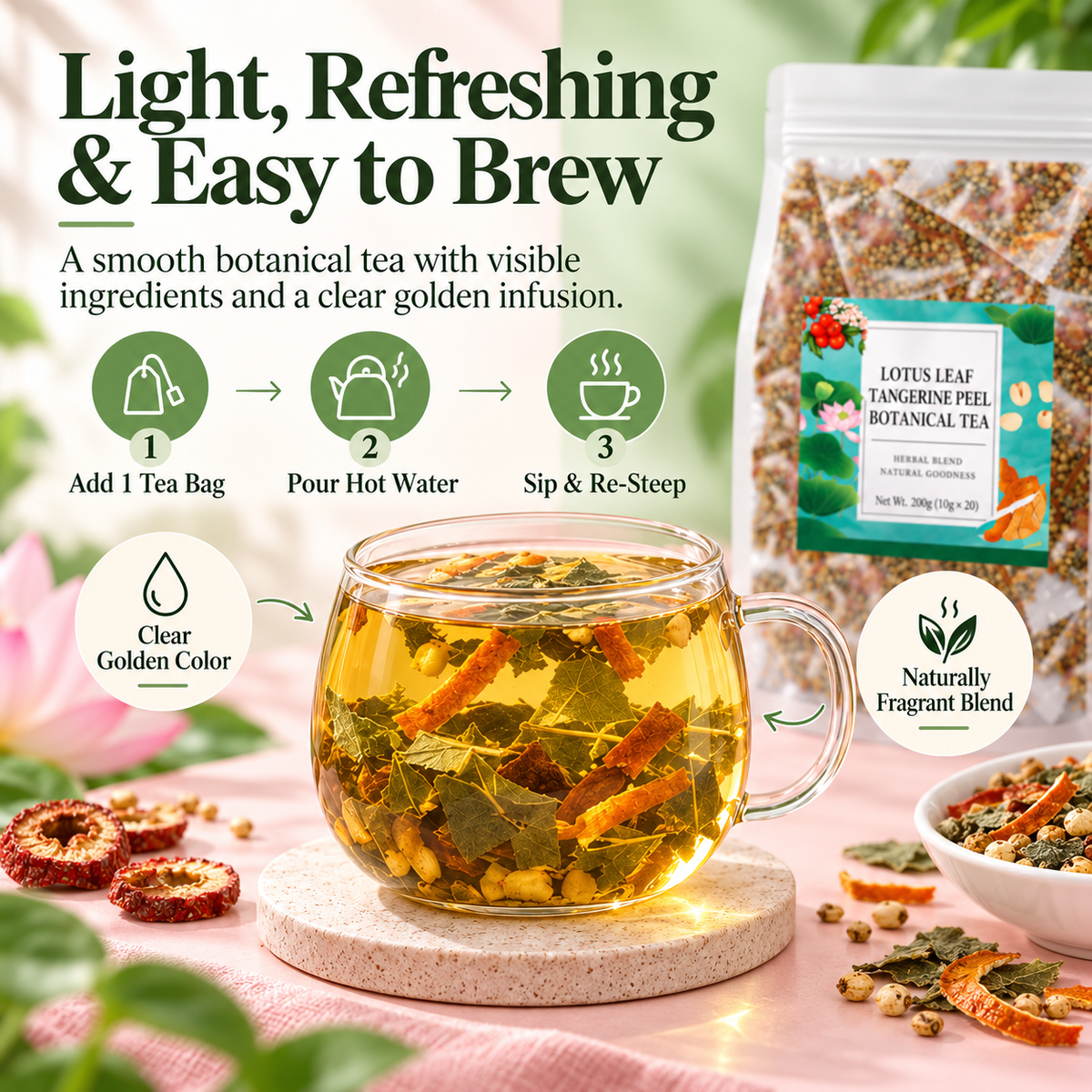 🔥Daily Botanical Grain Tea – 6-Ingredient Herbal Blend, 20 Tea Bags