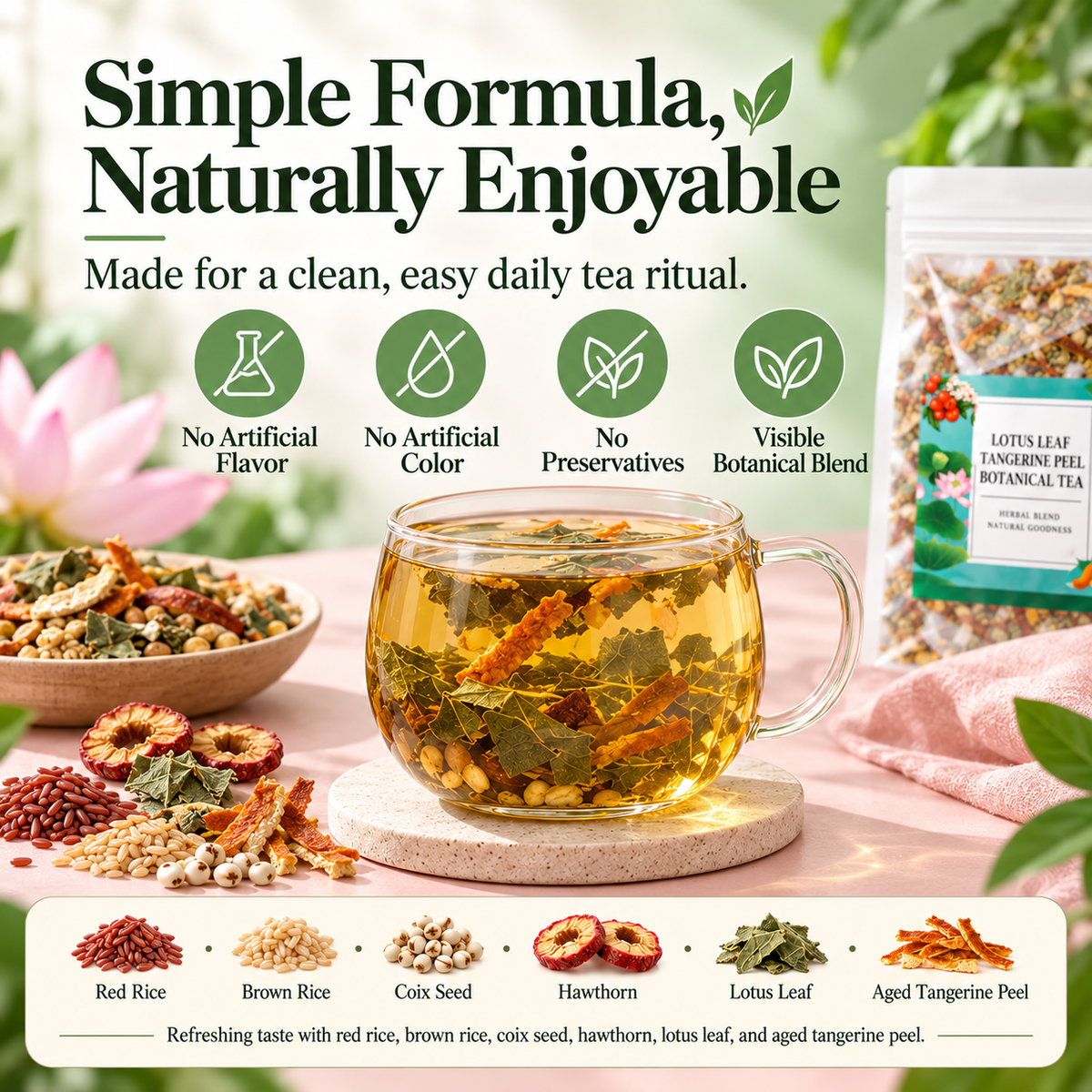 🔥Daily Botanical Grain Tea – 6-Ingredient Herbal Blend, 20 Tea Bags